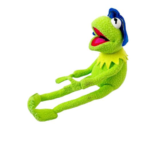 Vintage 1995 Jim Henson Kermit The Frog Blue Hat Plush - Picture 2 of 8